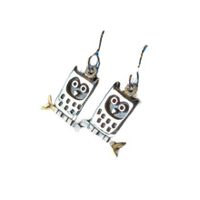 Load image into Gallery viewer, LITTLE OWL Drop Earrings (Silver &amp; Gold)
