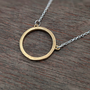 ANCAIRE - Gold Plated Silver Circle Pendant Necklace - Made in Ireland