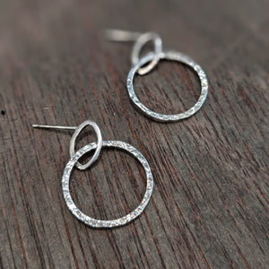 CARRAN - Hammered Silver Drop Earrings - Made in Ireland