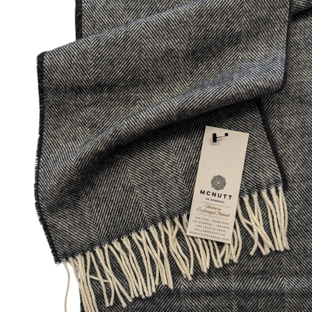 Black Lambswool Scarf - Made in Donegal Ireland