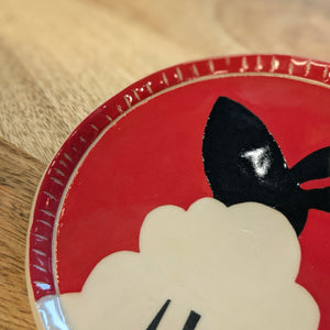 GRAZING SHEEP Small Plate - Handmade Red Dish