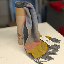 Load image into Gallery viewer, Orange and Smoke Lambswool Scarf - Made in Donegal Ireland
