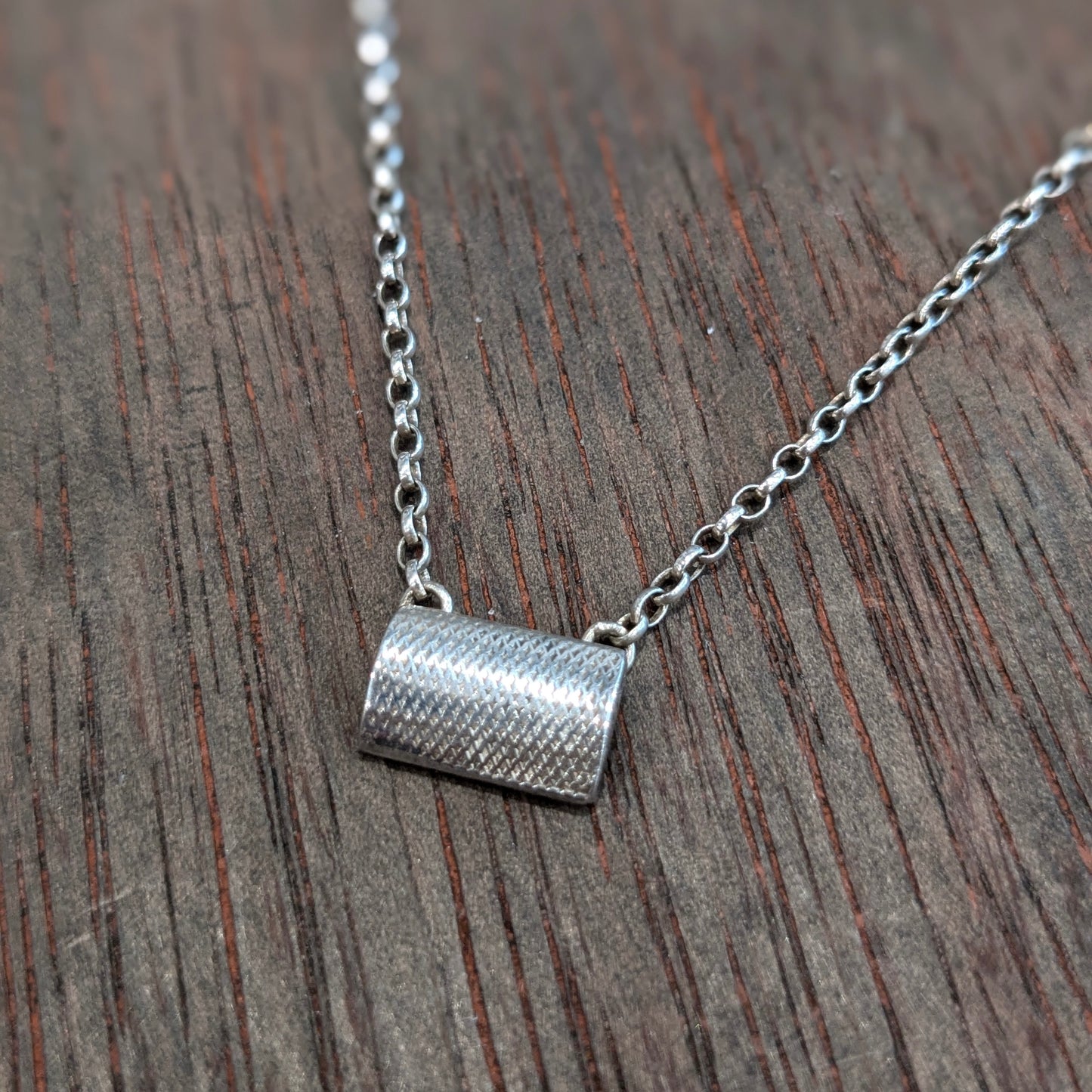 CARROW - Rectangle Hammered Textured Pendant Necklace - Made in Ireland