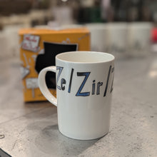 Load image into Gallery viewer, Ze / Zir / Zirs - WRAPPED UP PRONOUN MUG
