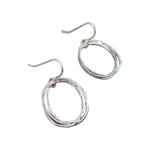 DOORUS - Silver Hammered Drop Earrings - Made in Ireland