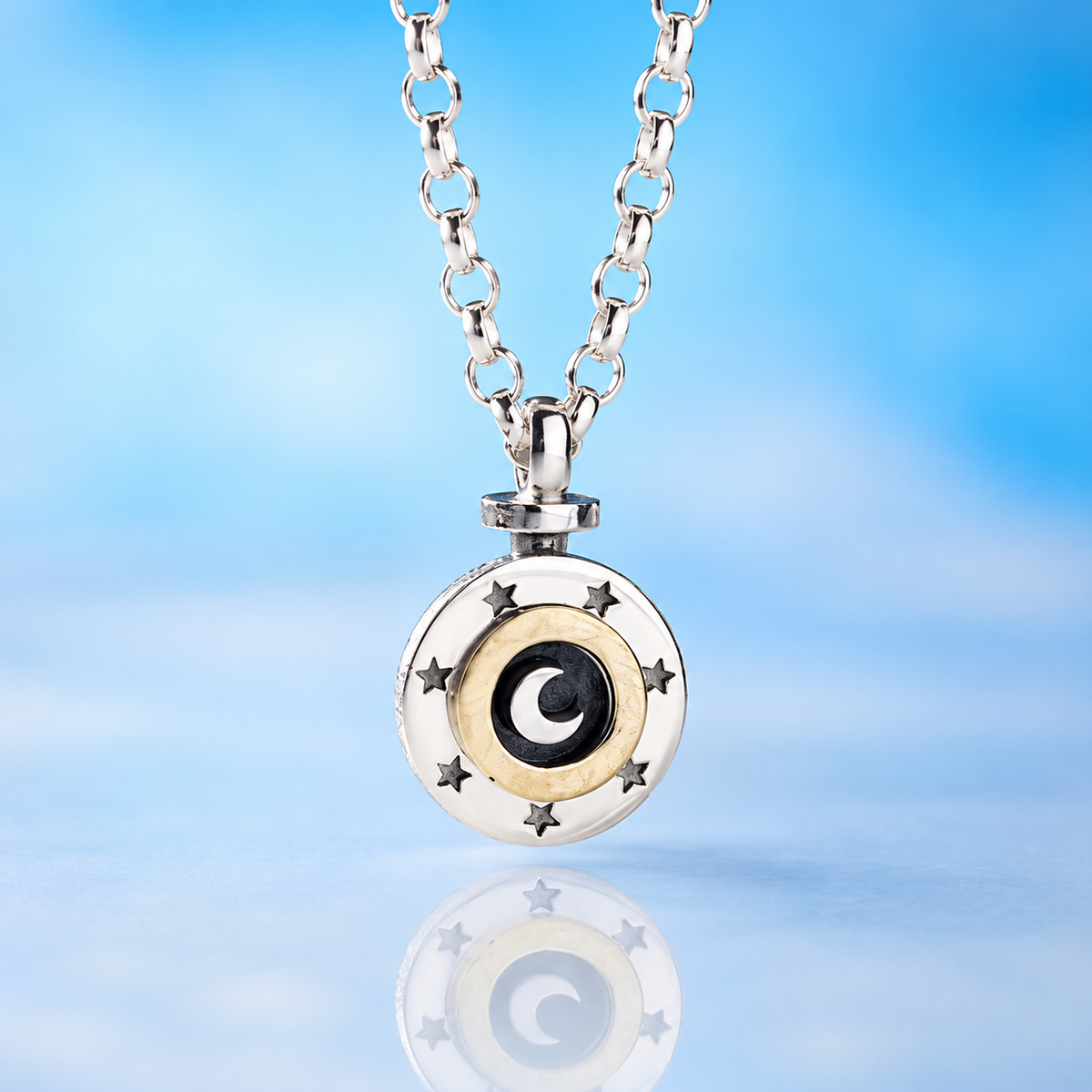 SUN, MOON & STARS PENDANT (Silver & Gold)