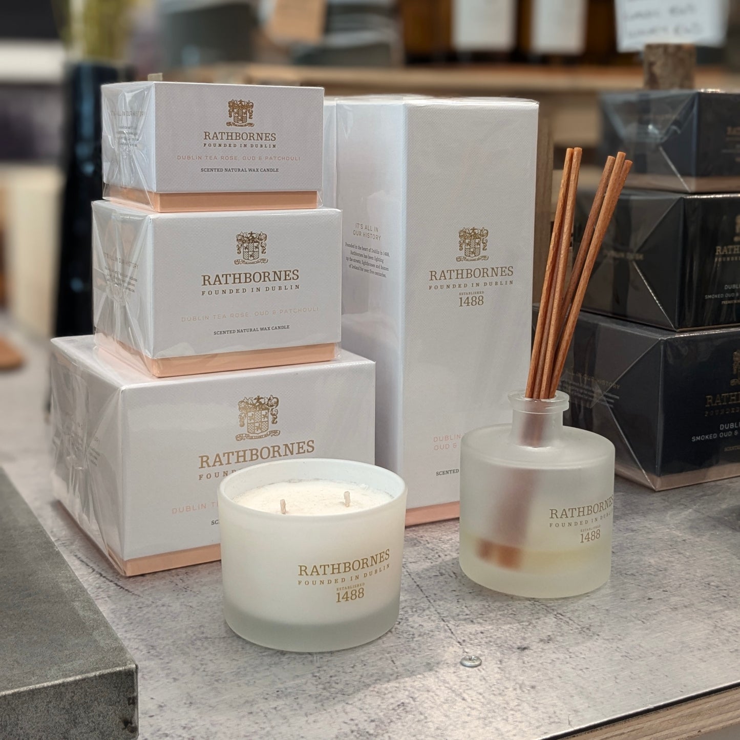 DUBLIN TEA ROSE Reed Diffuser (Oud & Patchouli) - Rathbornes 1488