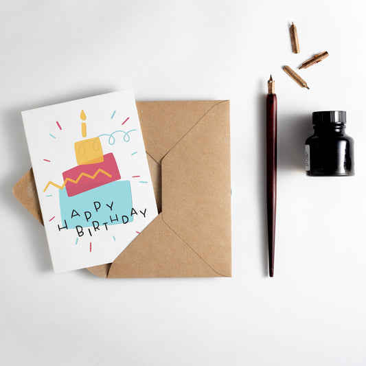 Happy Birthday Cake - Card