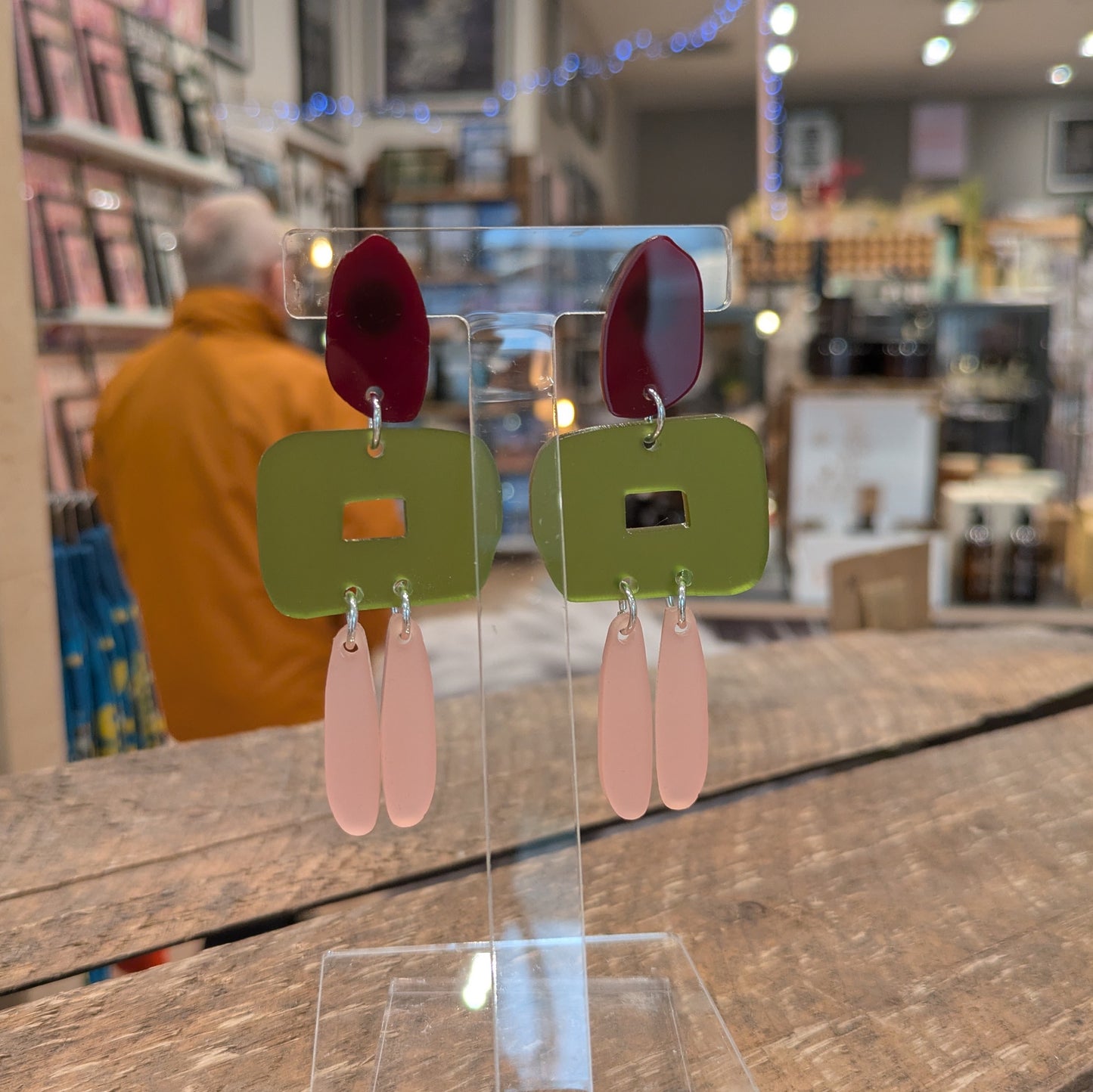 Porto Earrings - Olive/Rose/Burgundy