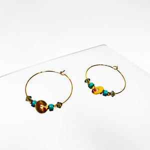 Wild Fire Hoop Earrings - 9ct Gold Pieces & Swarovski