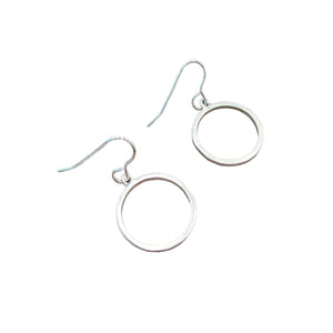 ANCAIRE - Silver Circle Drop Earrings - Made in Ireland