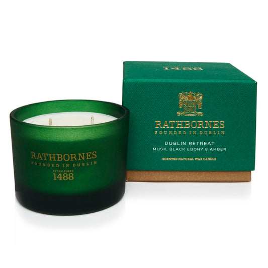 DUBLIN RETREAT Candle (Musk, Black Ebony & Amber) - Rathbornes 1488