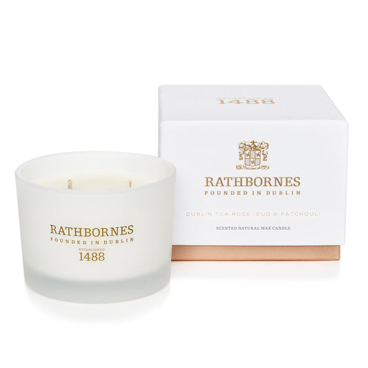 DUBLIN TEA ROSE Candle (Oud & Patchouli) - Rathbornes 1488