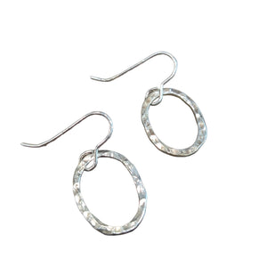 TARREA - Silver Hammered Oval Earrings - Made in Ireland