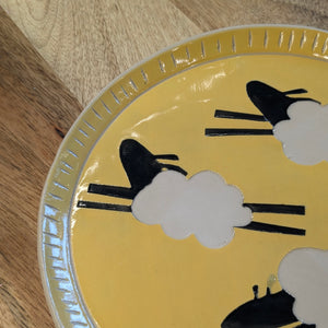 FLYING SHEEP Medium Plate - Handmade Yellow Dish