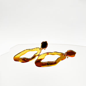 The Garden 1975 - Perspex Mirror Drop Earrings in Gold