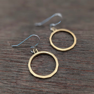 ANCAIRE - Silver & Gold Plate Circle Drop Earrings - Made in Ireland