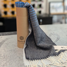 Load image into Gallery viewer, Denim Ombré Lambswool Scarf - Made in Donegal Ireland
