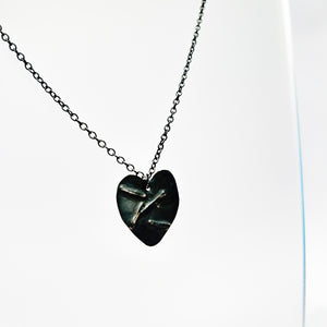 Heart Pendant Large - Oxidised Silver