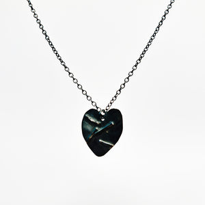 Heart Pendant Large - Oxidised Silver