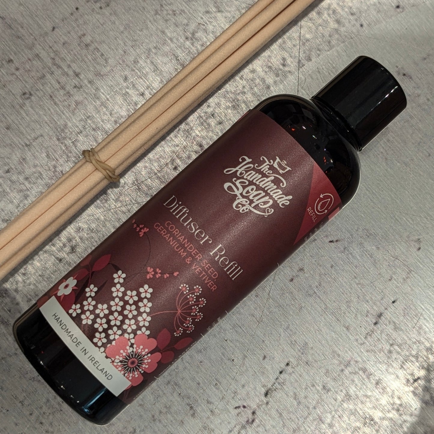 Coriander Seed, Geranium & Vetiver Diffuser REFILL BOTTLE - Handmade in Ireland