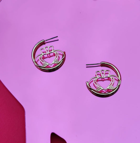 Have My Heart Claddagh Hoop Earrings - Gold