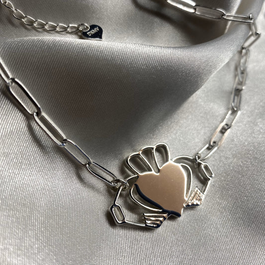 Heart Strong Claddagh Necklace - Silver