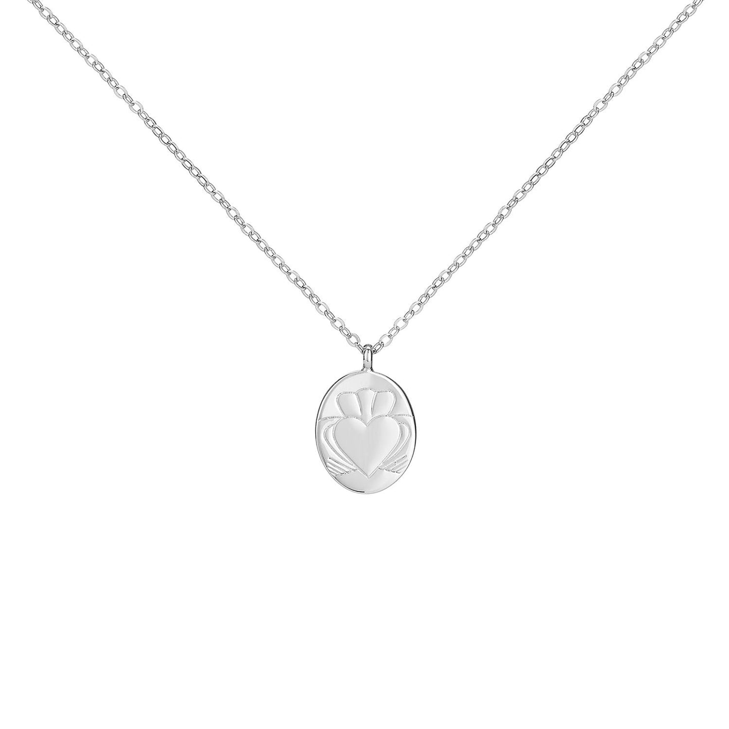 Heart Strong Coin Claddagh Necklace - Silver
