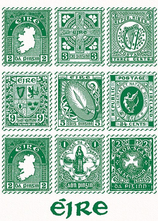 Irish Stamps (Green) - Paper Print