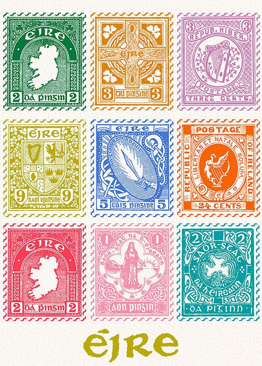 Irish Stamps (Multicolour) - Paper Print