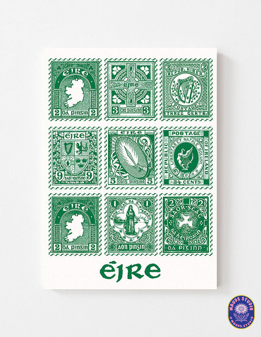 Irish Stamps (Green) - Paper Print