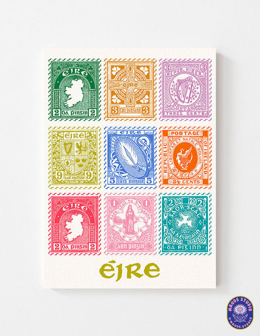 Irish Stamps (Multicolour) - Paper Print