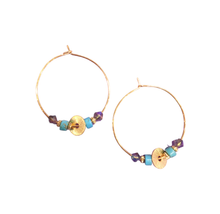 Load image into Gallery viewer, Wild Fire Hoop Earrings - 9ct Gold Pieces &amp; Swarovski
