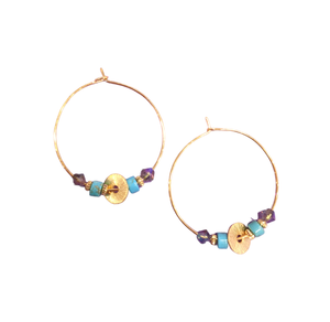 Wild Fire Hoop Earrings - 9ct Gold Pieces & Swarovski