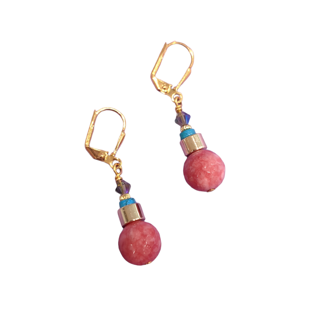 Wild Fire Short Earrings - 9ct Gold Pieces & Swarovski