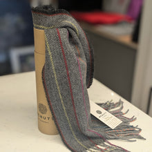 Load image into Gallery viewer, Charcoal Rainbow Lambswool Scarf - Made in Donegal Ireland
