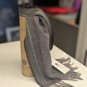 Charcoal Rainbow Lambswool Scarf - Made in Donegal Ireland