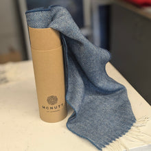 Load image into Gallery viewer, Spotted Teal Lambswool Scarf - Made in Donegal Ireland
