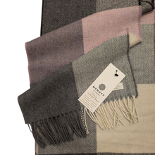 Load image into Gallery viewer, Rose &amp; Grey Check Lambswool Scarf - Made in Donegal Ireland
