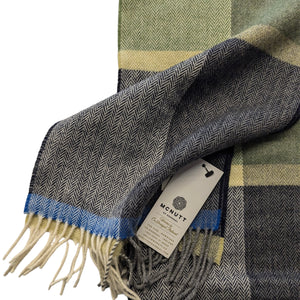 Navy and Smoke Check Lambswool Scarf - Made in Donegal Ireland