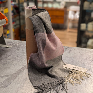 Rose & Grey Check Lambswool Scarf - Made in Donegal Ireland