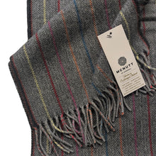 Load image into Gallery viewer, Charcoal Rainbow Lambswool Scarf - Made in Donegal Ireland
