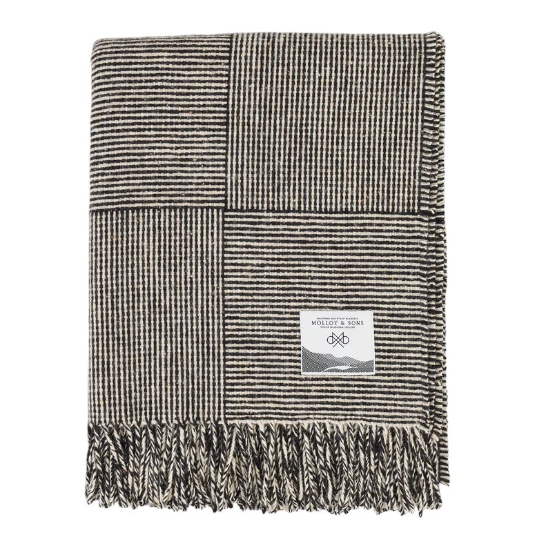 BLACK BASKET WEAVE THROW - Molloy & Sons Donegal Tweed