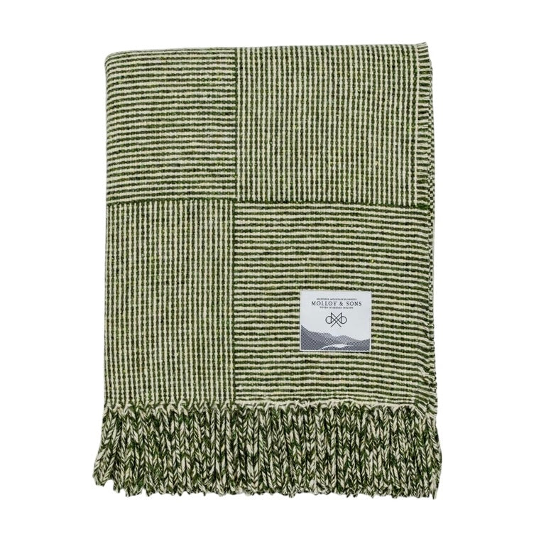 GREEN BASKET WEAVE THROW - Molloy & Sons Donegal Tweed
