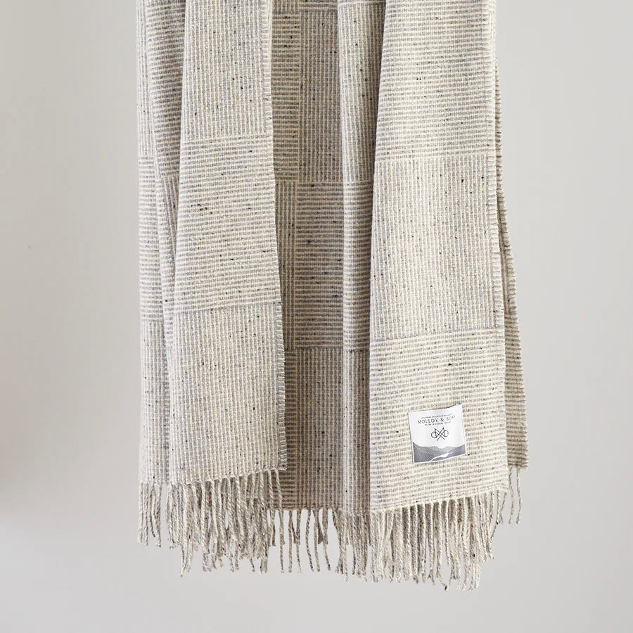 GREY BASKET WEAVE THROW - Molloy & Sons Donegal Tweed