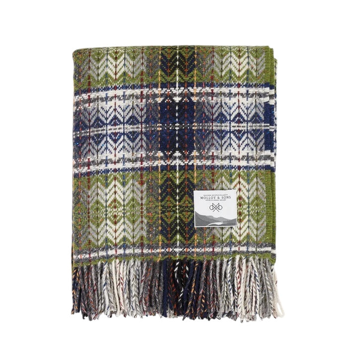 GREEN DIAMOND WEAVE THROW - Molloy & Sons Donegal Tweed