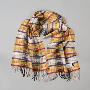 YELLOW FINE DIAMOND WEAVE SCARF - Molloy & Sons Donegal Tweed