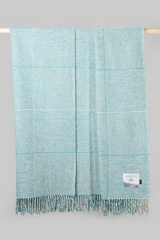 TEAL BASKET WEAVE THROW - Molloy & Sons Donegal Tweed