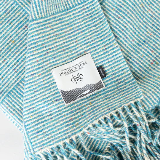 TEAL BASKET WEAVE THROW - Molloy & Sons Donegal Tweed