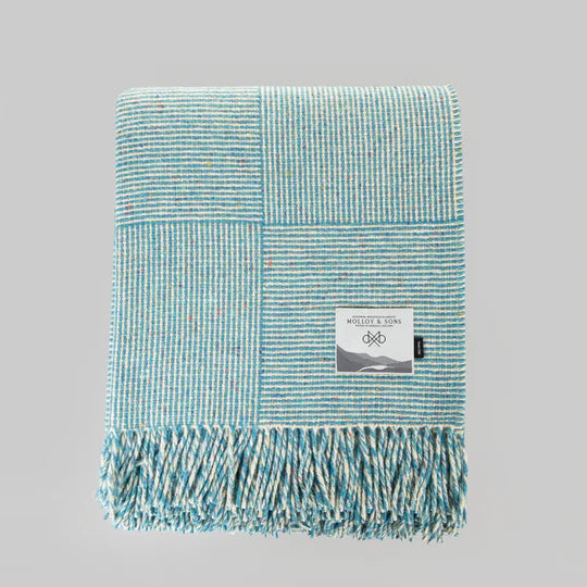 TEAL BASKET WEAVE THROW - Molloy & Sons Donegal Tweed